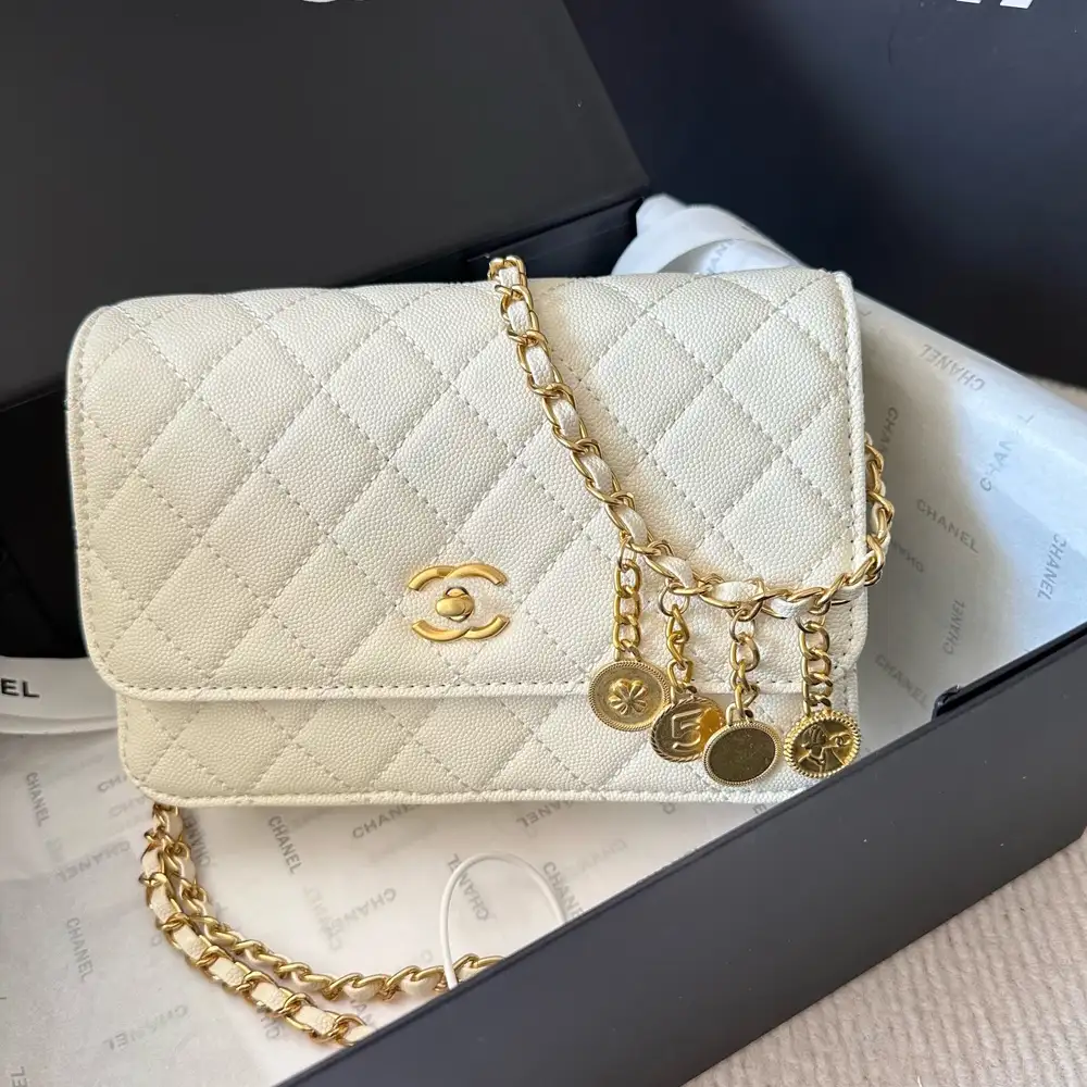 Chanel lychee gold buckle chain pack woc